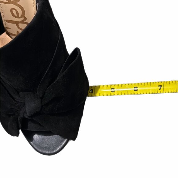 Sam Edelman Sandals Womens 8.5M Black Suede Bow Heel Open Toe YUMI Chic Party - Picture 11 of 16